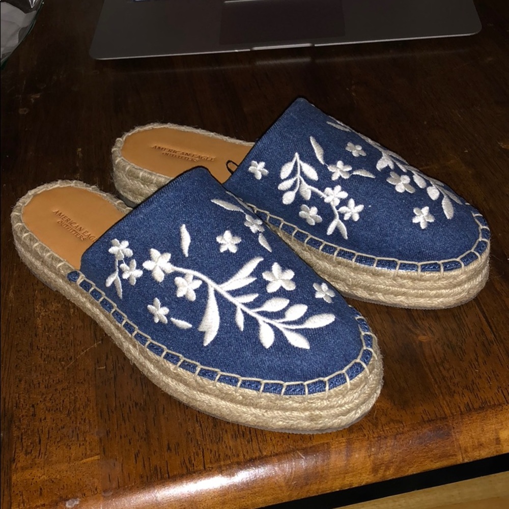 American Eagle embroidered denim espadrilles